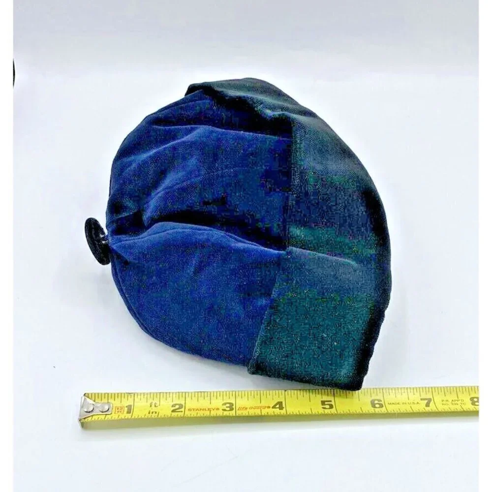 Hildegard Gunzel Doll Hat Blue Black Velvet Fold Up Brim Beanie Made In USA #4
